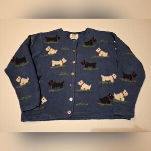 Talbots Petite Hand Knit Sweater SCOTTISH TERRIER Size Petite Large